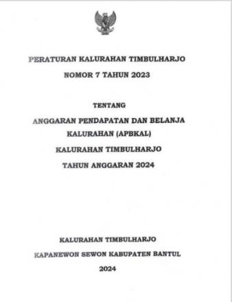 Peraturan Kalurahan Timbulharjo Nomor 7 Tahun 2023 tentang APBKal TA 2024