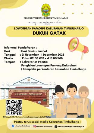 Informasi Pendaftaran Lowongan Pamong Dukuh Gatak Kalurahan Timbulharjo